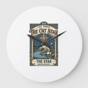 The Cat Star Cat Tarot Card Major Arcana Vintage V Large Clock