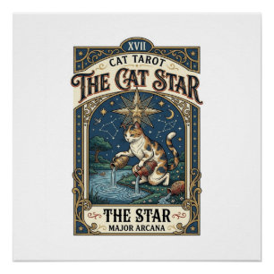 The Cat Star Cat Tarot Card Major Arcana Vintage V Poster
