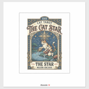 The Cat Star Cat Tarot Card Major Arcana Vintage V Sticker