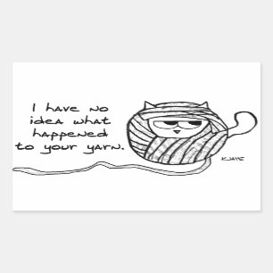 The Cat Steals Your Yarn - Funny Cat Stickers