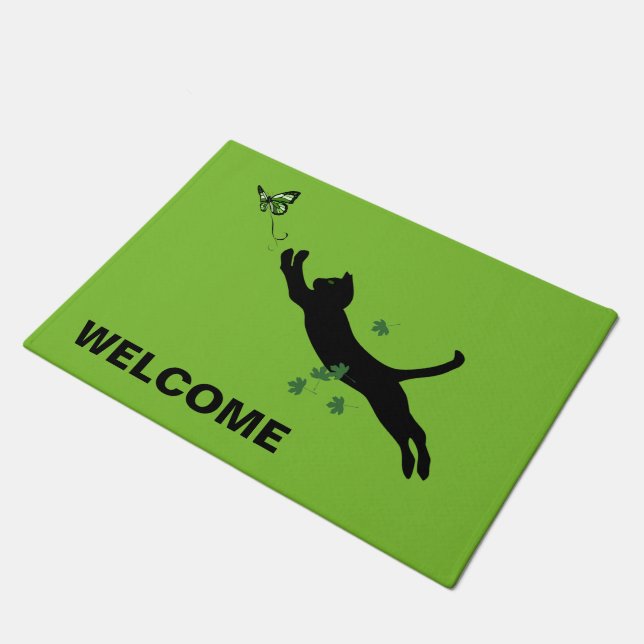 The Cat & The Butterfly Doormat (Angled)