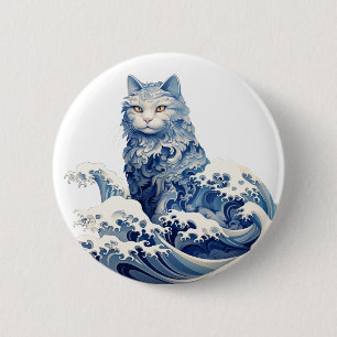 The Cat Wave Off Kanagawa Button