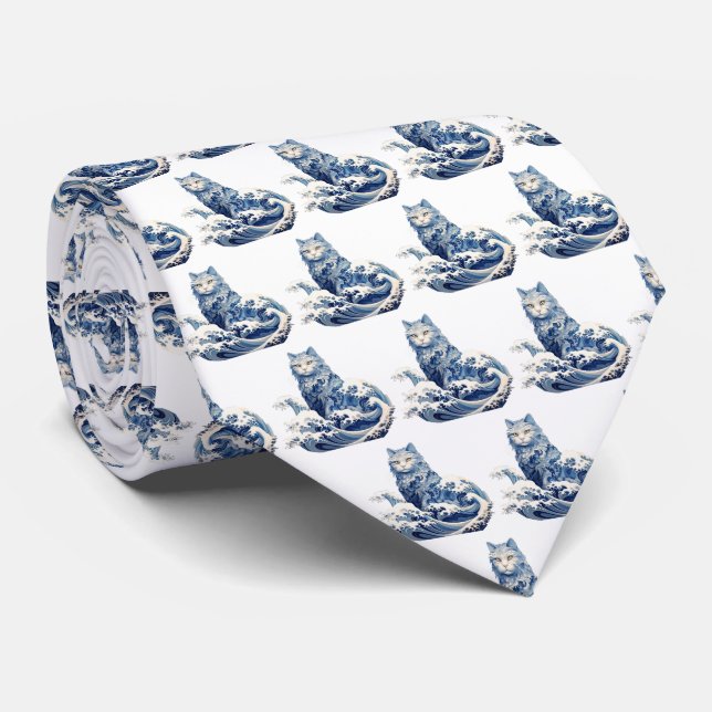 The Cat Wave Off Kanagawa Neck Tie (Rolled)