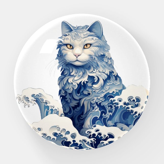 The Cat Wave Off Kanagawa Paperweight (Front)