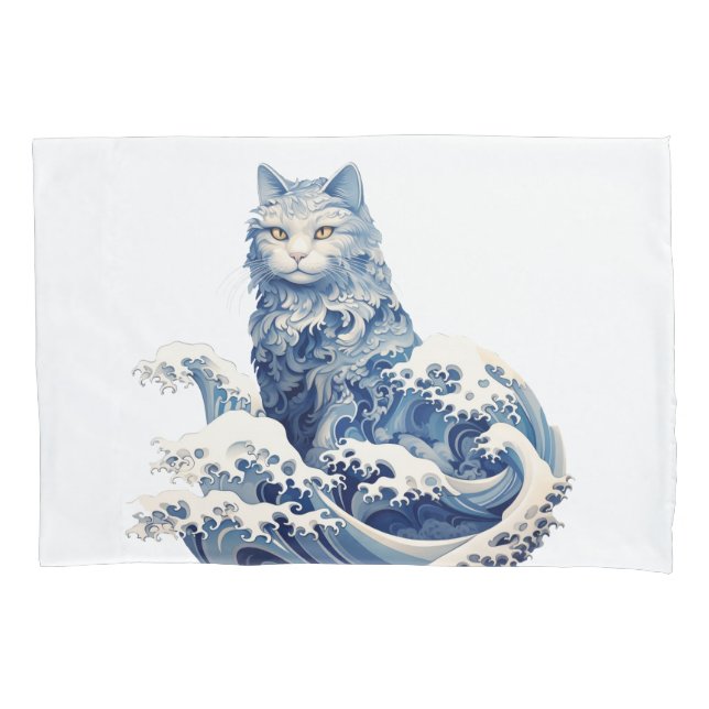 The Cat Wave Off Kanagawa Pillow Case (Front)
