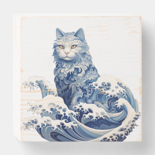 The Cat Wave Off Kanagawa Wooden Box Sign