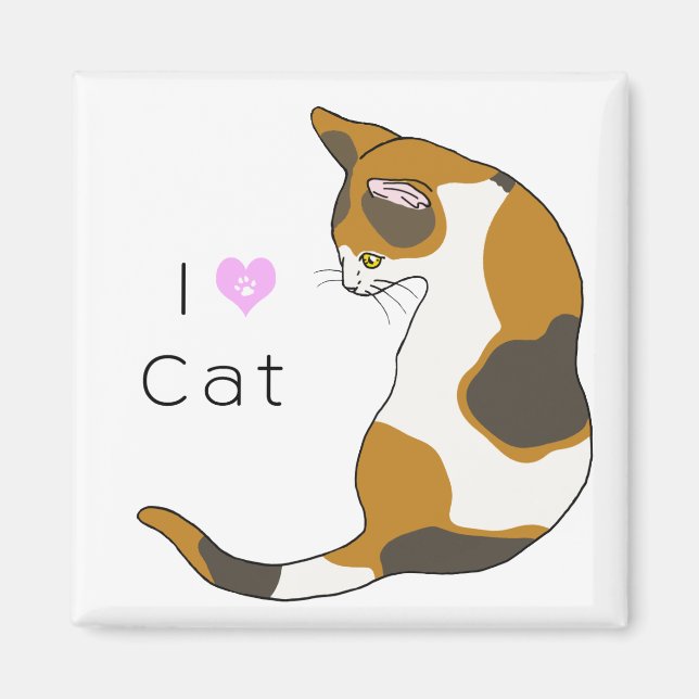 The cat which turns around　(tortoise-shell cat) magnet (Front)