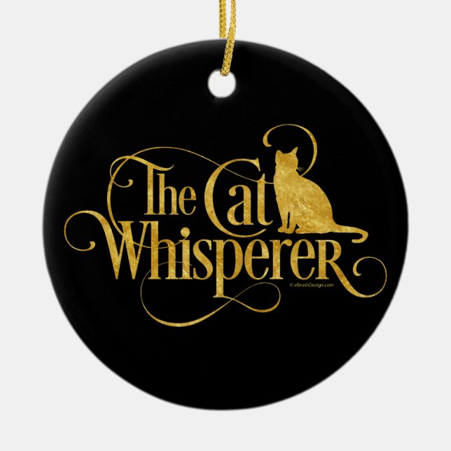 The Cat Whisperer Ceramic Ornament (Front)