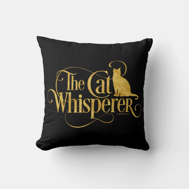 The Cat Whisperer Throw Pillow (Front)