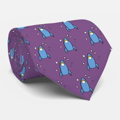 The Cat Who Flew Over The Moon! (purple) Neck Tie