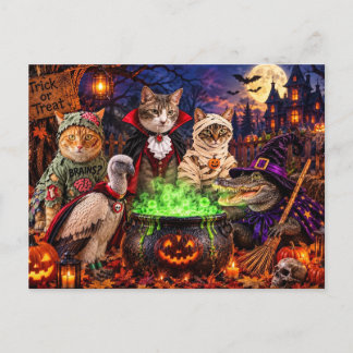 The Cat Witching Hour - Halloween Postcard