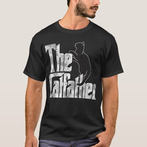 The Catfather Black Cat Father Mafia Whiskers Male T_Shirt