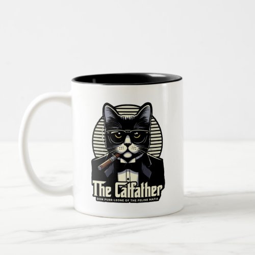 The Catfather Don Purr_leone of the Feline Mafia Two_Tone Coffee Mug