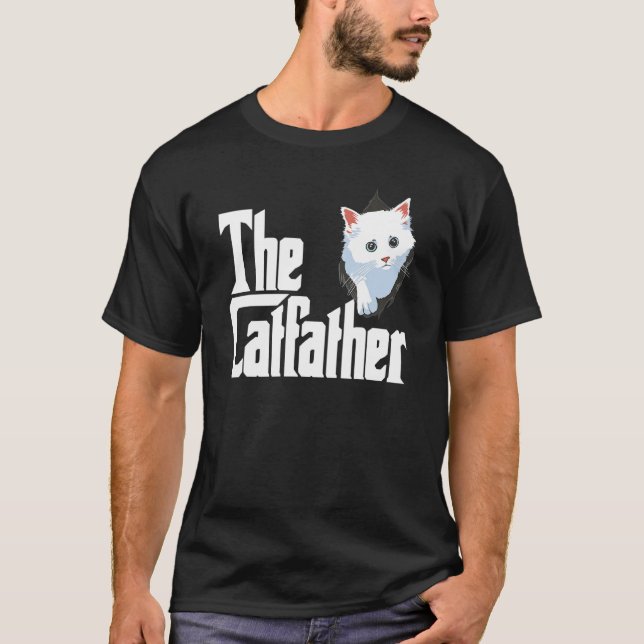 The Catfather Fathers Day Cat Dad Pet Owner T-Shirt (Front)