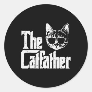 The Catfather Funny Cat Dad Fathers Day Movie Pun Classic Round Sticker