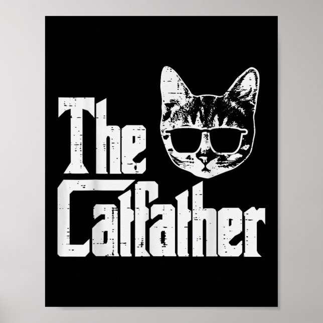 The Catfather Funny Cat Dad Fathers Day Movie Pun  Poster (Front)