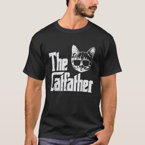 The Catfather Funny Cat Dad Fathers Day Movie Pun  T_Shirt