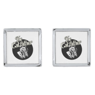 The Catfather- Funny Cat Pun for Pet Lovers Cufflinks
