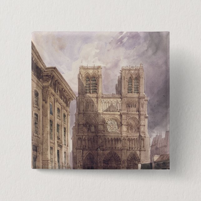The Cathedral of Notre Dame, Paris, 1836 Pinback Button (Front)