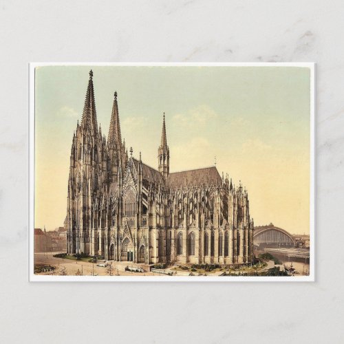 The cathedral side Cologne the Rhine Germany r Postcard