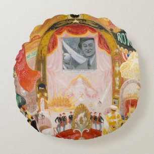 The Cathedrals of Broadway by Florine Stettheimer Round Pillow