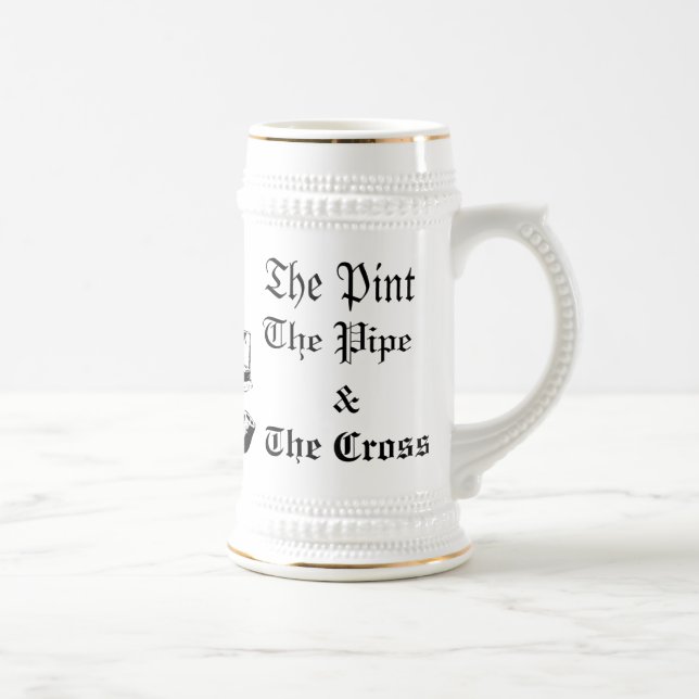 The Catholic Dormitory Stein Mug (White/Gold) (Right)