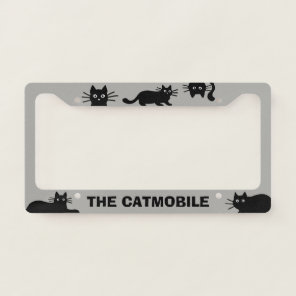 The Catmobile Cool Black Cats | Custom Cat Lover License Plate Frame
