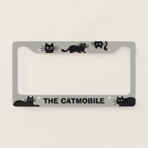 The Catmobile Cool Black Cats  Custom Cat Lover License Plate Frame