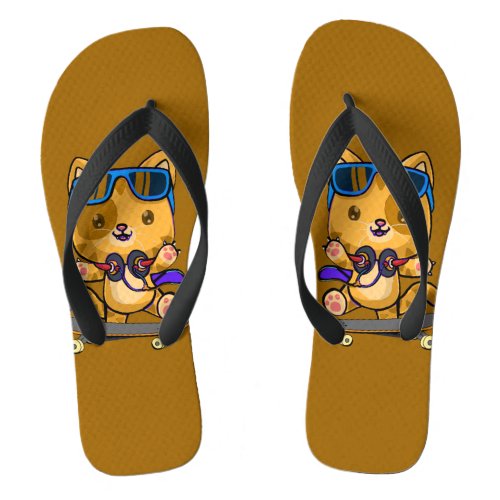 the cats are calling and i must go meow flip flops