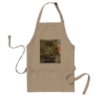 The cat's cooking! adult apron