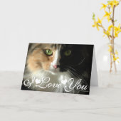 The Cat's Eyes Photo Image I Love You Card (Yellow Flower)