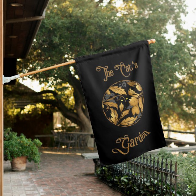 The Cat's Garden Garden  House Flag (In SItu)