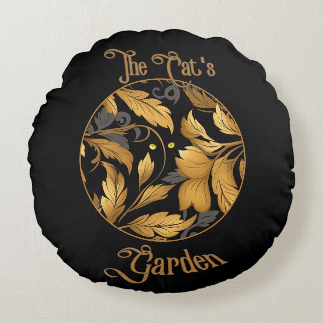 The Cat's Garden Round Pillow (Front)