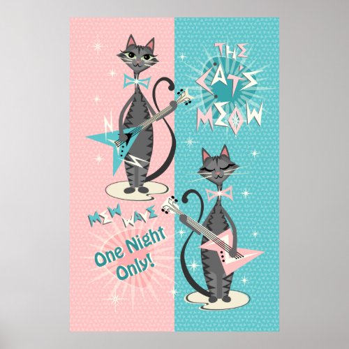 The Cats Meow  Mew Wave Night Poster