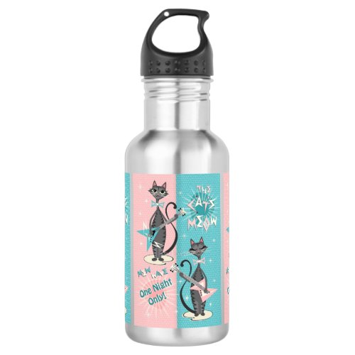 The Cats Meow  Mew Wave Night studioxtine Stainless Steel Water Bottle