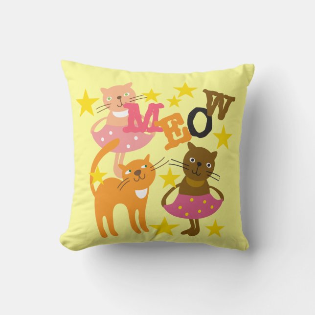 The Cats Meow Pilllow Throw Pillow (Front)