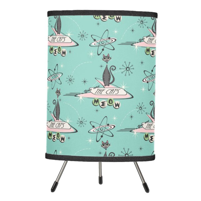 The Cat's Meow Retro Outer Space Cats Tripod Lamp (Front)