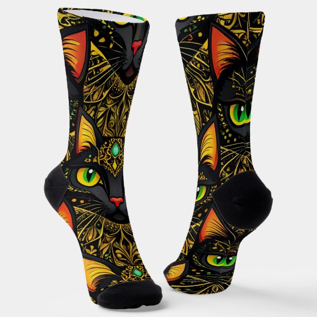 The Cats of the Velvet Veil Socks (Angled)