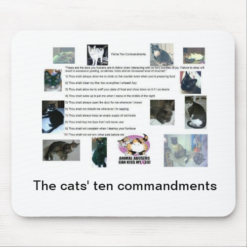 The cats ten commandments mouse pad
