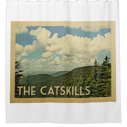 The Catskills New York State Vintage Travel Shower Curtain