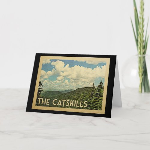 The Catskills New York Vintage Travel Card
