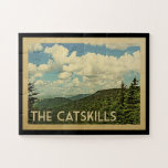 The Catskills New York Vintage Travel Jigsaw Puzzle<br><div class="desc">The Catskills New York design in Vintage Travel style featuring a vast nature landscape view with trees and mountains.</div>