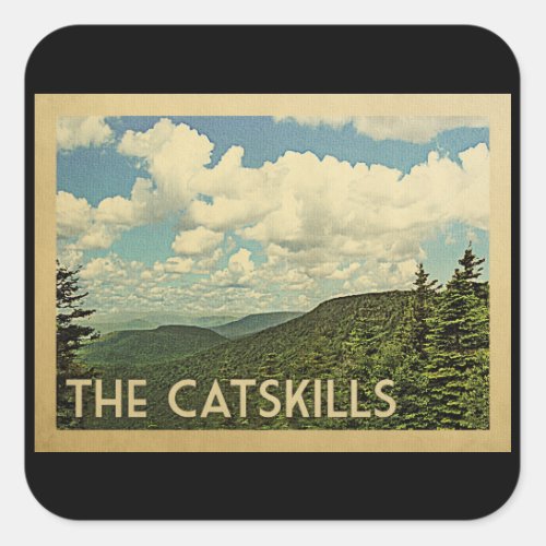 The Catskills New York Vintage Travel Square Sticker
