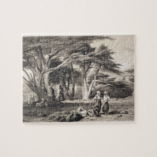The Cedars of Lebanon engraved by Freeman sepia Jigsaw Puzzle