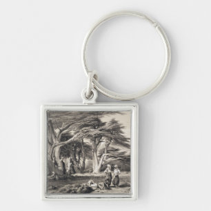 The Cedars of Lebanon, engraved by Freeman (sepia Keychain