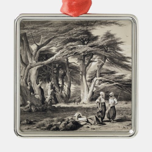 The Cedars of Lebanon engraved by Freeman sepia Metal Ornament