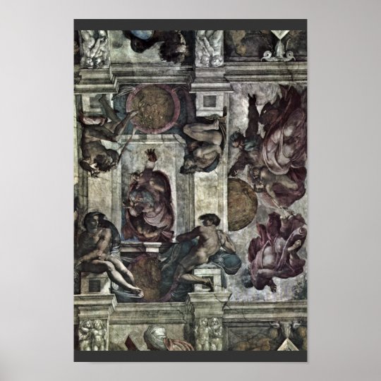 The Ceiling Fresco In The Sistine Chapel Genesis M Poster Zazzle Com