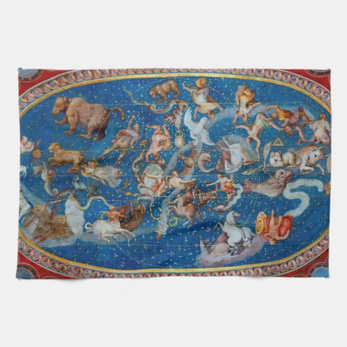 The Ceiling of the Sala Bologna Celestial Map Kitchen Towel