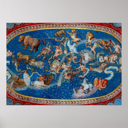 The Ceiling of the Sala Bologna Celestial Map Poster