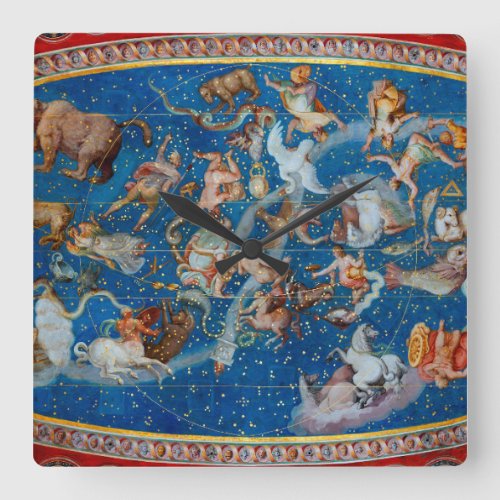 The Ceiling of the Sala Bologna Celestial Map Square Wall Clock